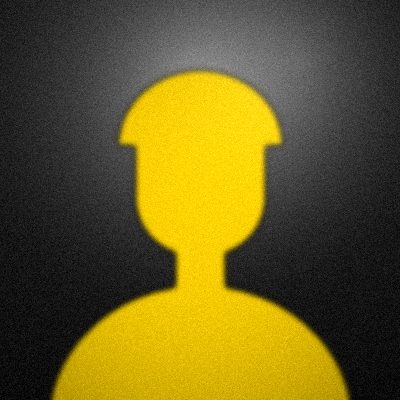 Portrait illustratif abstrait : silhouette jaune sur fond anthracite